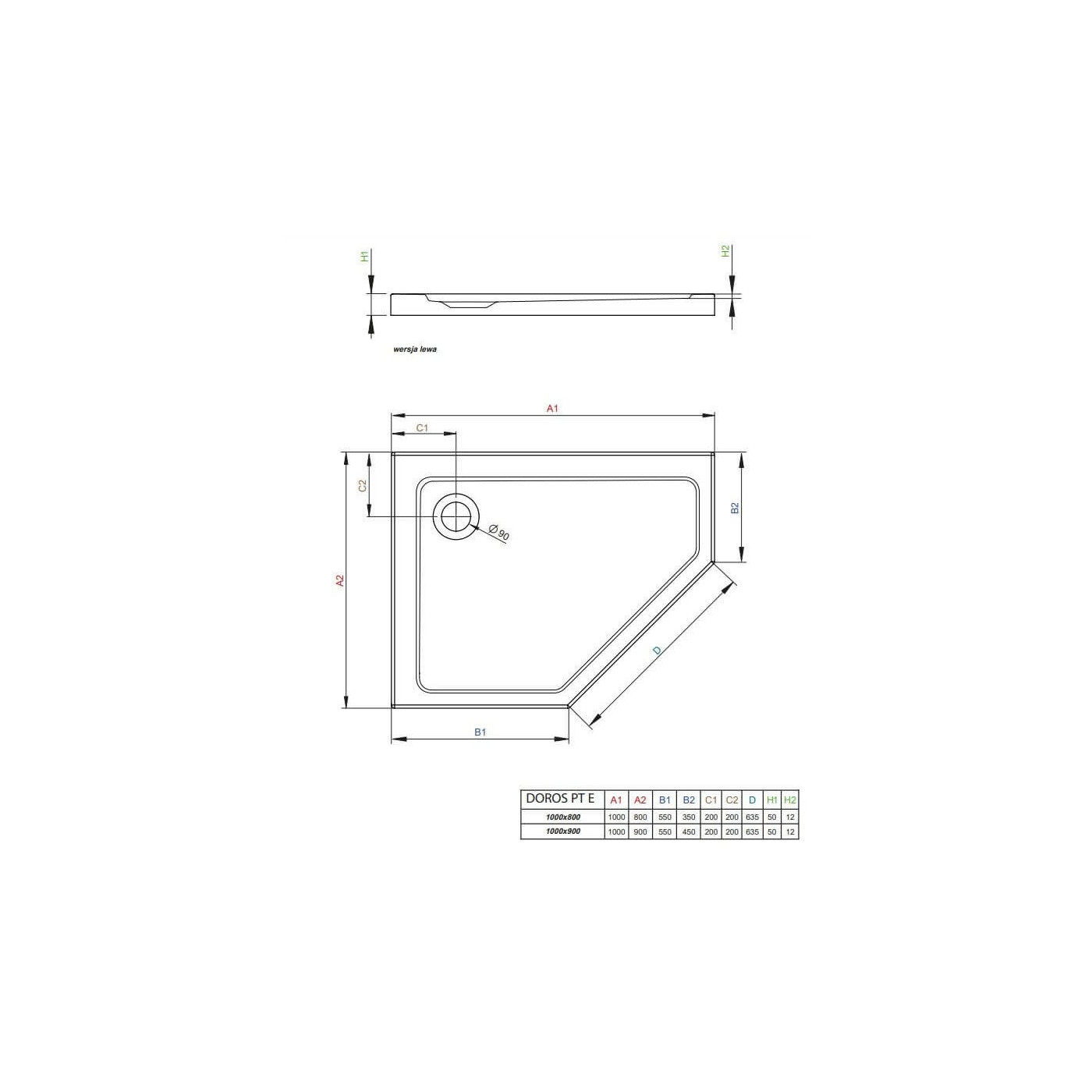 Brodzik Doros Pt E Antracyt 100x80 SDRPT1080-01-64SR Radaway Brodzik Doros Pt E Antracyt 100x80 SDRPT1080-01-64SR Radaway