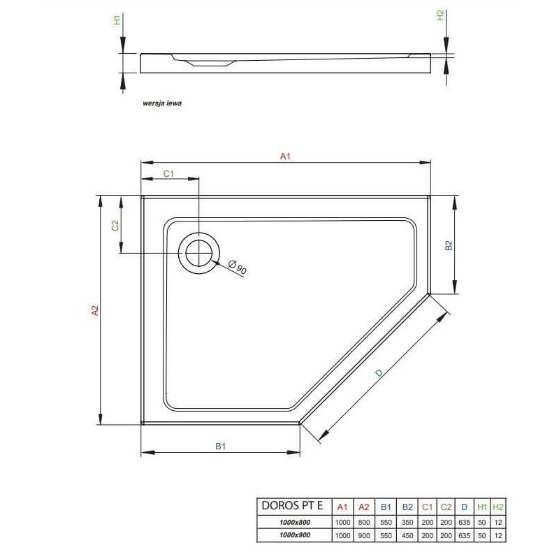 Brodzik Doros Pt E Antracyt 100x80 SDRPT1080-01-64SR Radaway Brodzik Doros Pt E Antracyt 100x80 SDRPT1080-01-64SR Radaway