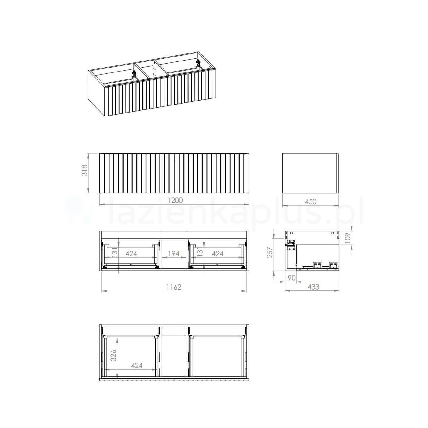 Szafka Asami Dąb Natural 120x31,8x35 169433 Elita Szafka Asami Dąb Natural 120x31,8x35 169433 Elita