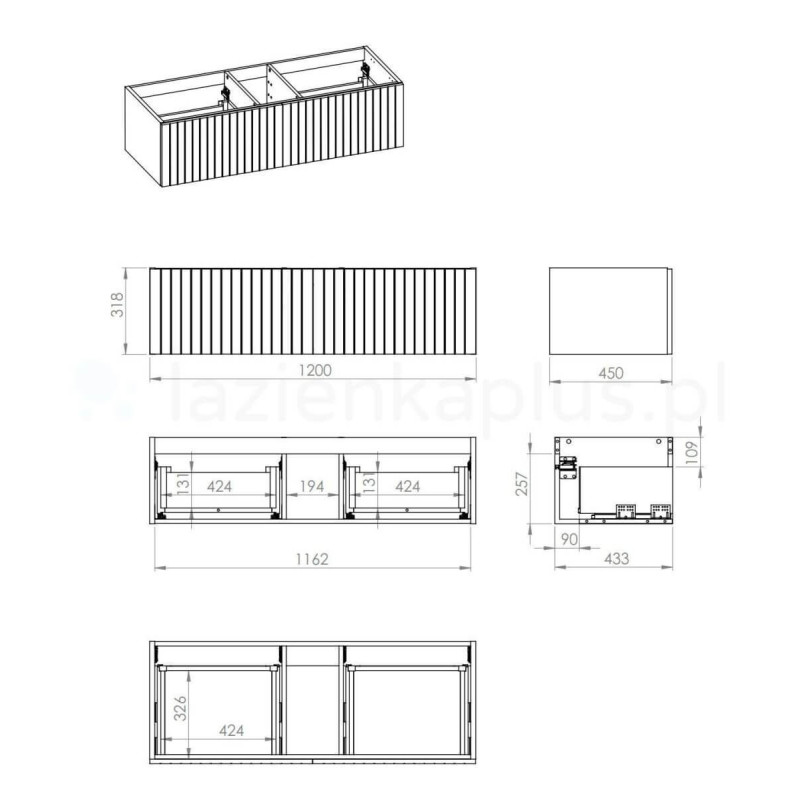 Szafka Asami Dąb Natural 120x31,8x35 169433 Elita Szafka Asami Dąb Natural 120x31,8x35 169433 Elita