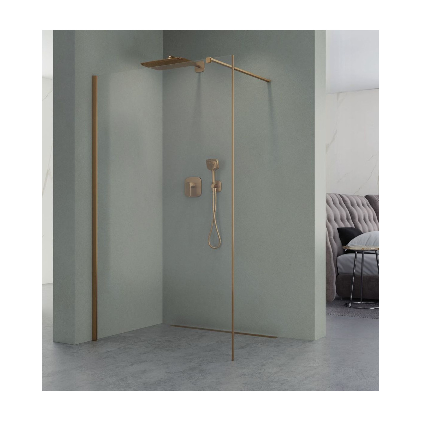 Kabina Prysznicowa Walk-In Como 2.0 100cm Brush Gold Atrium Kabina Prysznicowa Walk-In Como 2.0 100cm Brush Gold Atrium