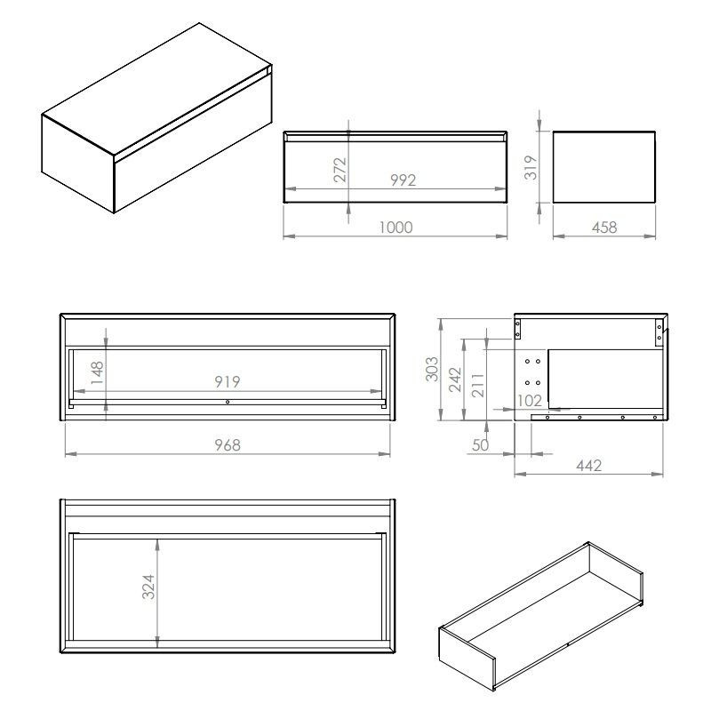 Komoda Z Blatem Split 100 1S Czarny Mat RE081004057160 Elita Komoda Z Blatem Split 100 1S Czarny Mat RE081004057160 Elita