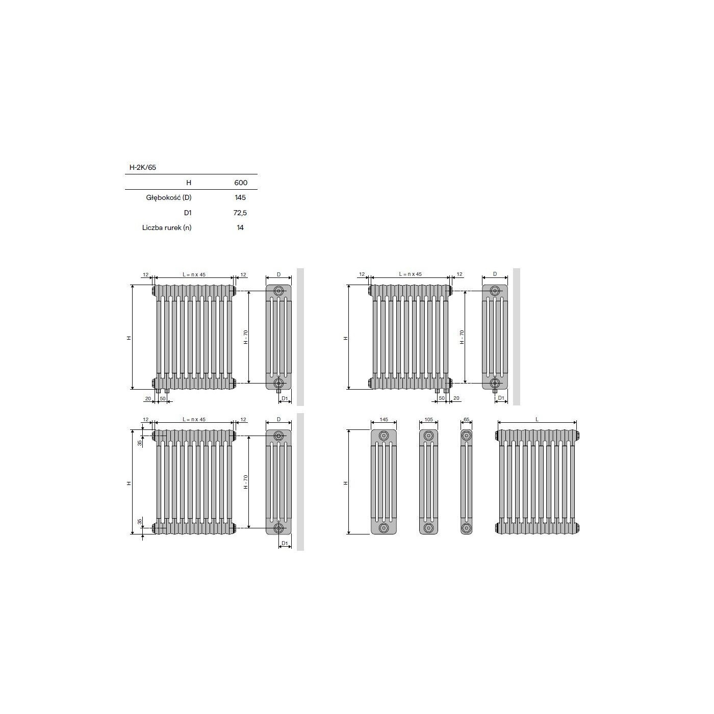 Grzejnik Poziomy 2-Kolumnowy Ritmo H-2K/65 0630x0600 9016 Vasco Grzejnik Poziomy 2-Kolumnowy Ritmo H-2K/65 0630x0600 9016 Vasco