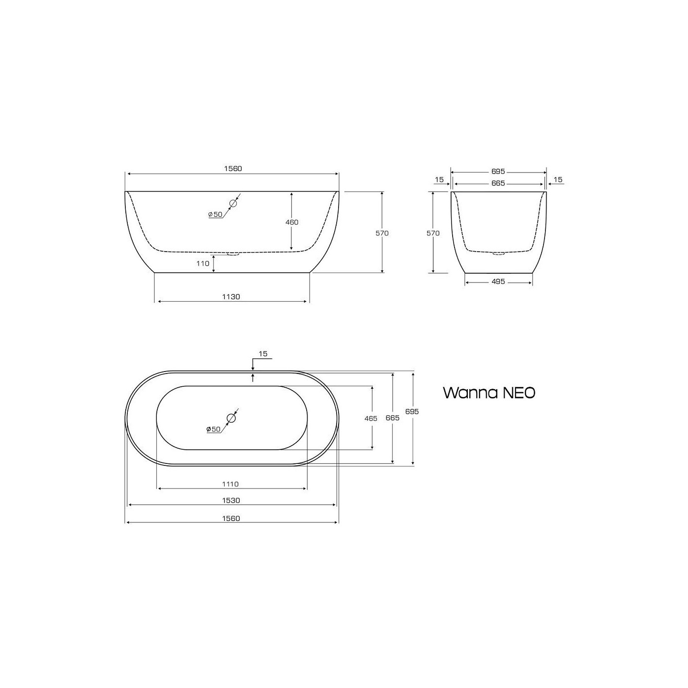 Wanna Wolnostojąca Neo 156x69 Biały Połysk/Sahara Brown Mat WWNE/SWP/ZRM Ravon Wanna Wolnostojąca Neo 156x69 Biały Połysk/Sahara Brown Mat WWNE/SWP/ZRM Ravon