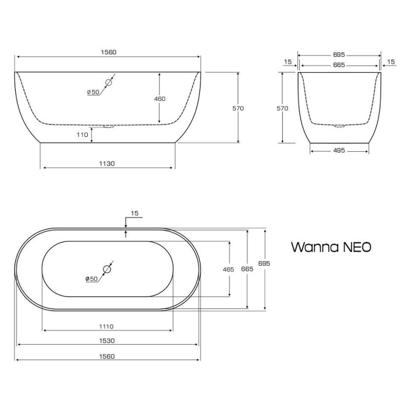 Wanna Wolnostojąca Neo 156x69 Biały Połysk/Sahara Brown Mat WWNE/SWP/ZRM Ravon Wanna Wolnostojąca Neo 156x69 Biały Połysk/Sahara Brown Mat WWNE/SWP/ZRM Ravon