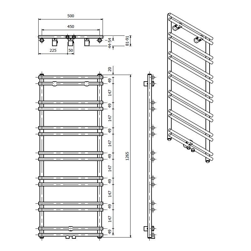 Grzejnik Łazienkowy Minimo 1265x500 Czarny Mat MINP12650500S040 Luxrad Grzejnik Łazienkowy Minimo 1265x500 Czarny Mat MINP12650500S040 Luxrad