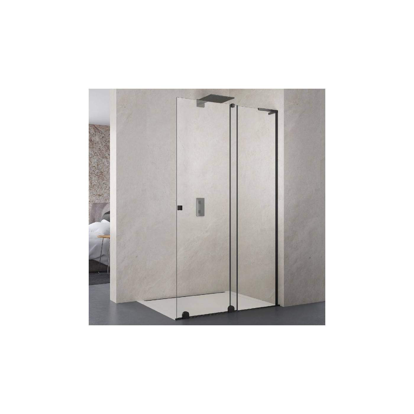 Kabina Prysznicowa Przesuwna Walk-In Prawa Cortina 2.0 100cm Black Atrium Kabina Prysznicowa Przesuwna Walk-In Prawa Cortina 2.0 100cm Black Atrium