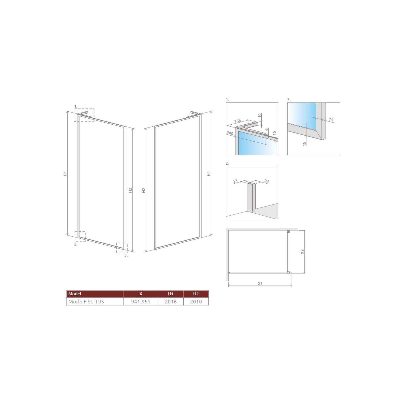 Ścianka Walk-In Modo F SL II 95 Brushed Copper Szkło UltraClear 10419095-93-01 Radaway Ścianka Walk-In Modo F SL II 95 Brushed Copper Szkło UltraClear 10419095-93-01 Radaway