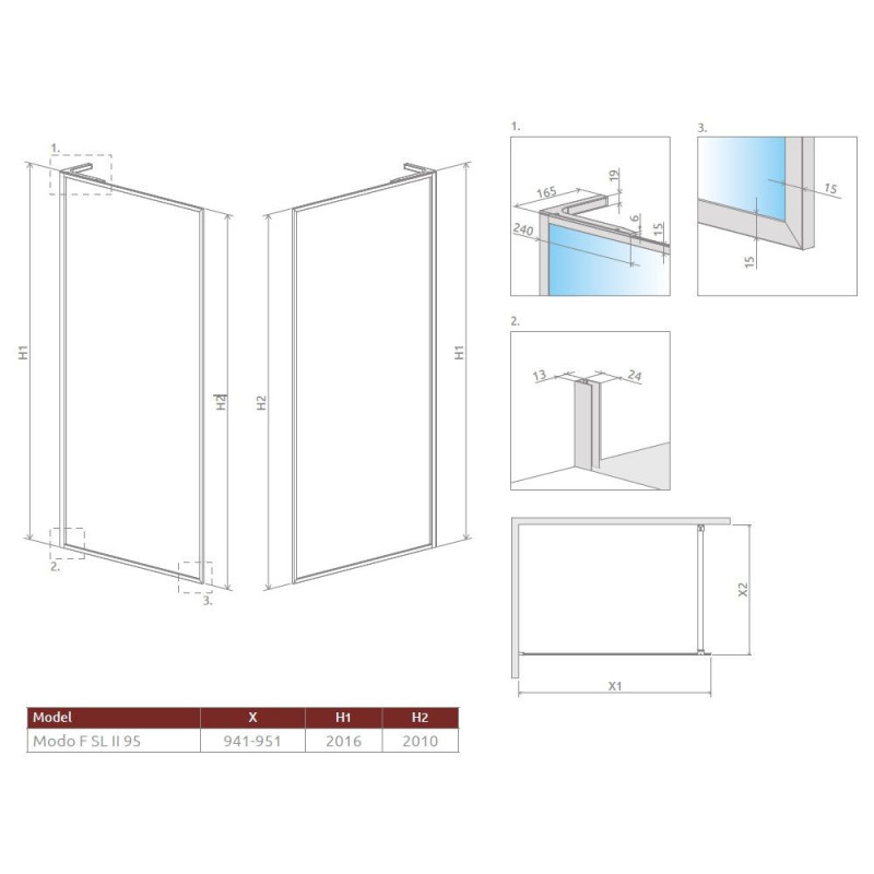 Ścianka Walk-In Modo F SL II 95 Brushed Copper Szkło UltraClear 10419095-93-01 Radaway Ścianka Walk-In Modo F SL II 95 Brushed Copper Szkło UltraClear 10419095-93-01 Radaway