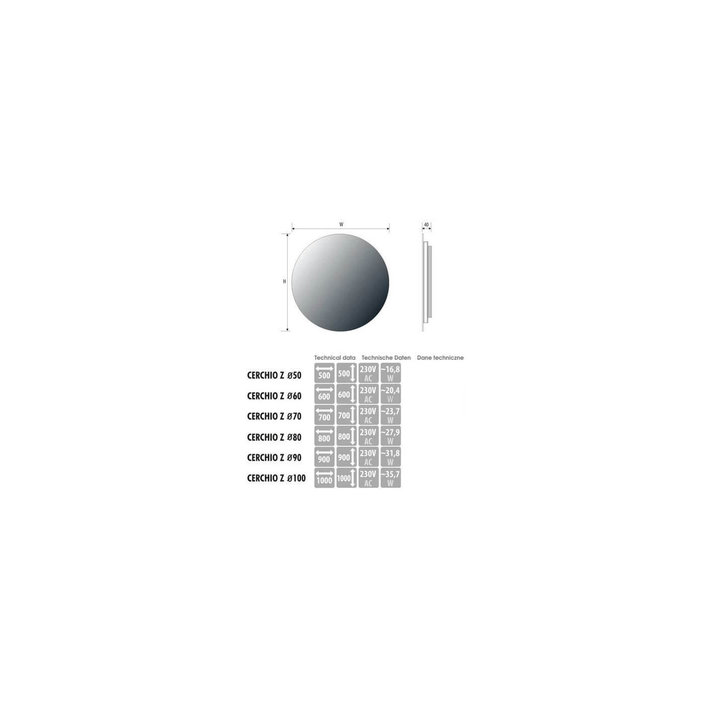 Lustro LED Cerchio FI80 MCJ Lustro LED Cerchio FI80 MCJ