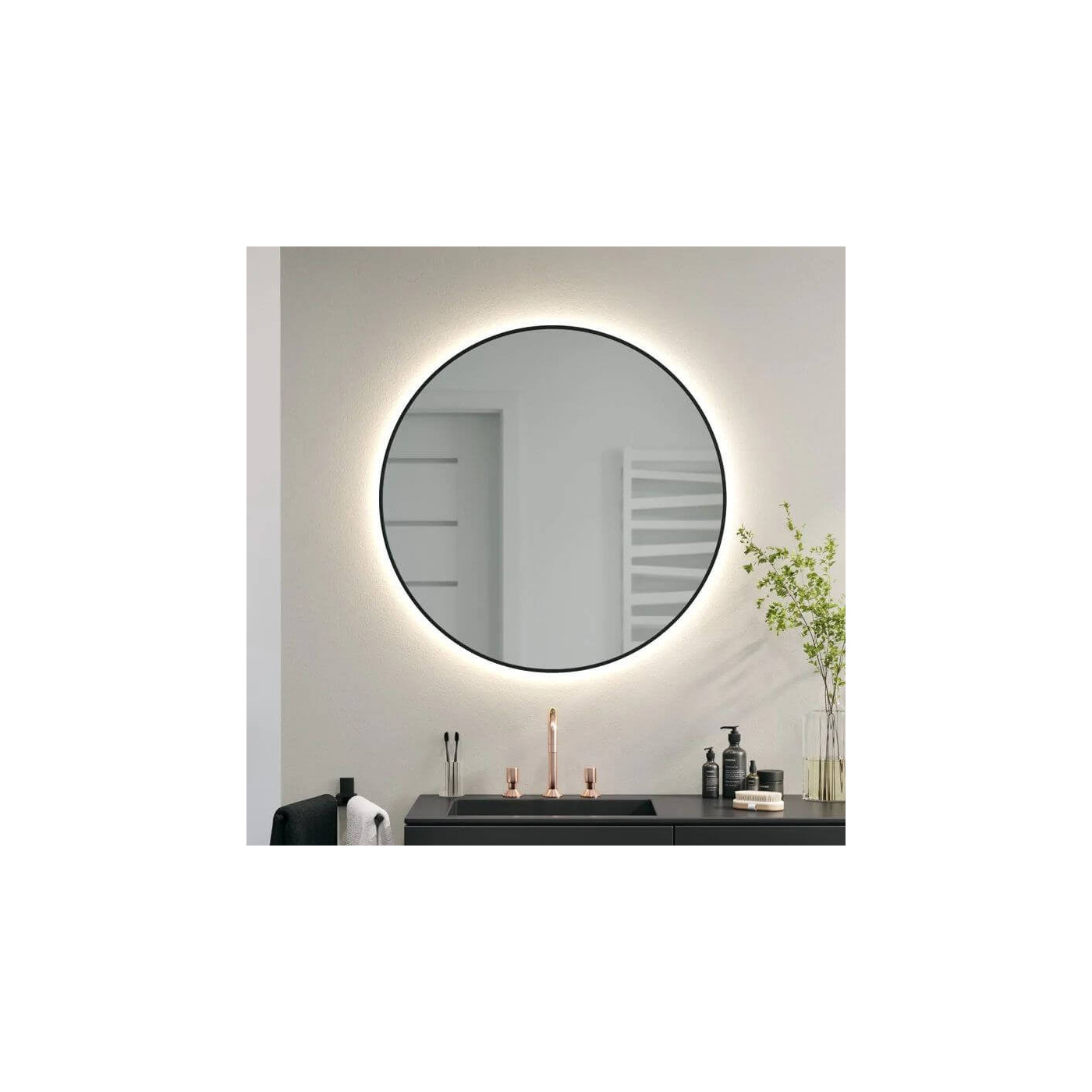 Lustro Łazienkowe Delicate Ambiente Led 100x100 Czarny Ruke Lustro Łazienkowe Delicate Ambiente Led 100x100 Czarny Ruke