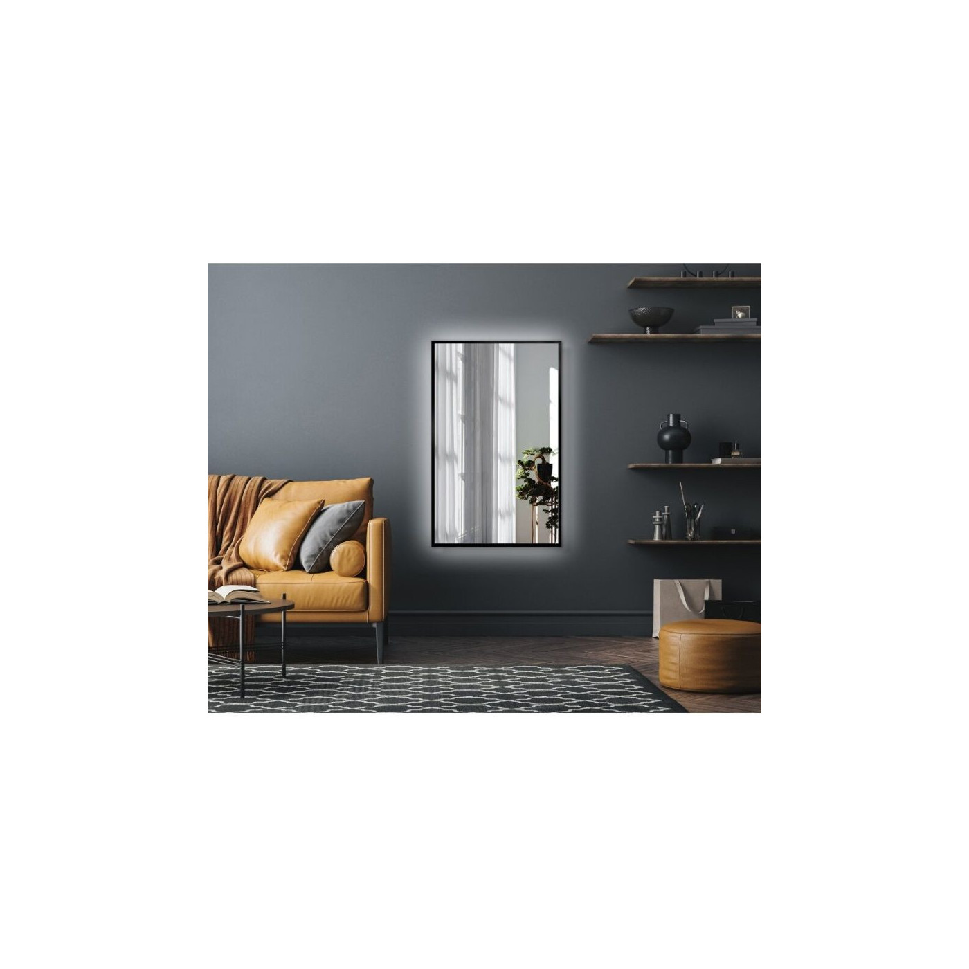 Lustro Formosa LED Ambiente Barwa Neutralna Czarna Rama 100x60 Ruke Lustro Formosa LED Ambiente Barwa Neutralna Czarna Rama 100x60 Ruke