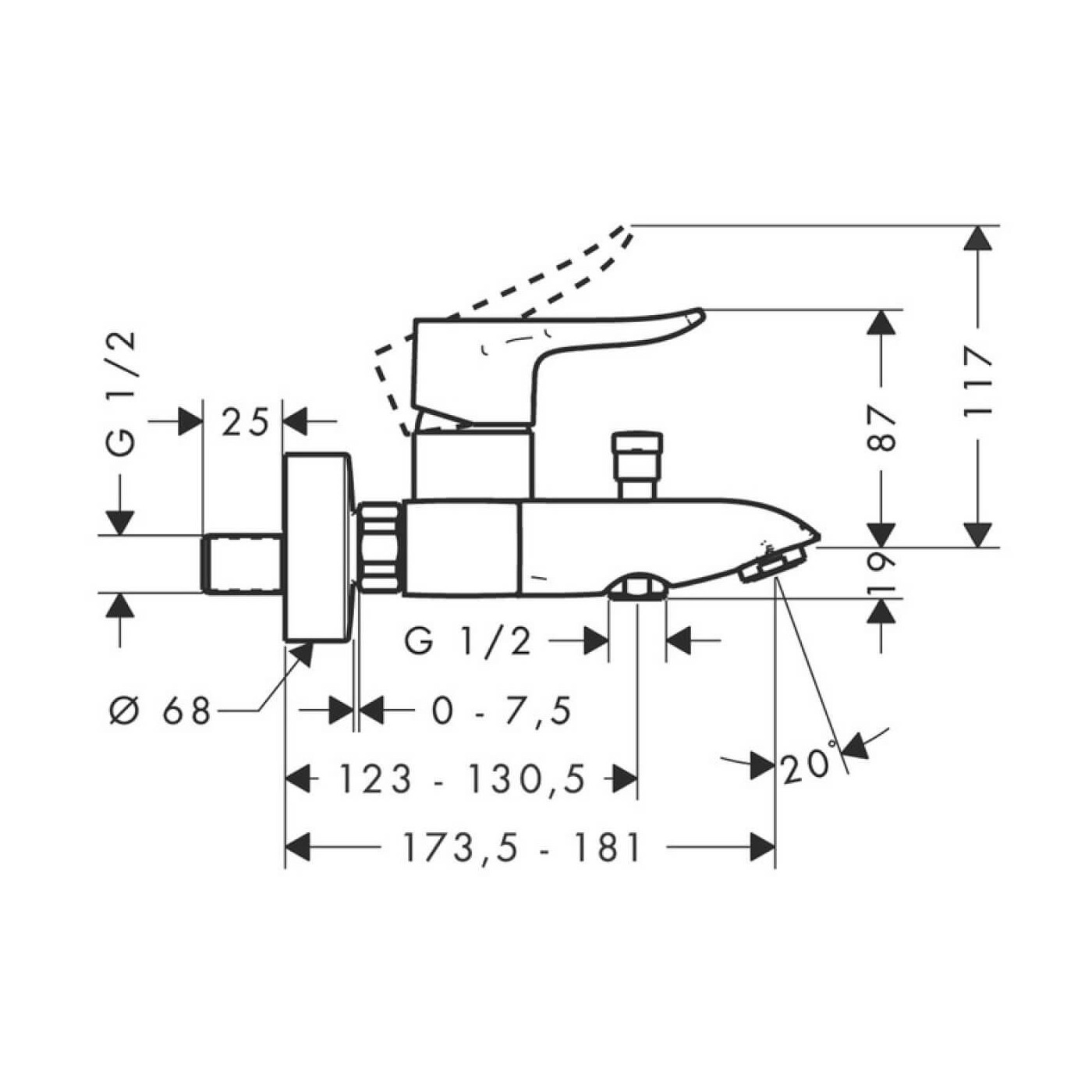 Bateria Wannowa Metris 31480000 Hansgrohe Bateria Wannowa Metris 31480000 Hansgrohe