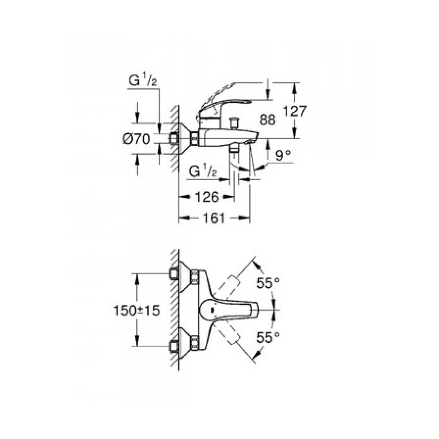 Bateria Wannowa Eurosmart 33300002 Grohe Bateria Wannowa Eurosmart 33300002 Grohe