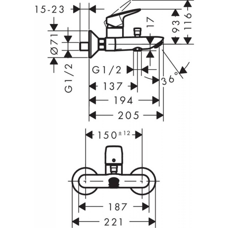 Bateria Wannowa Logis 71400000 Hansgrohe Bateria Wannowa Logis 71400000 Hansgrohe