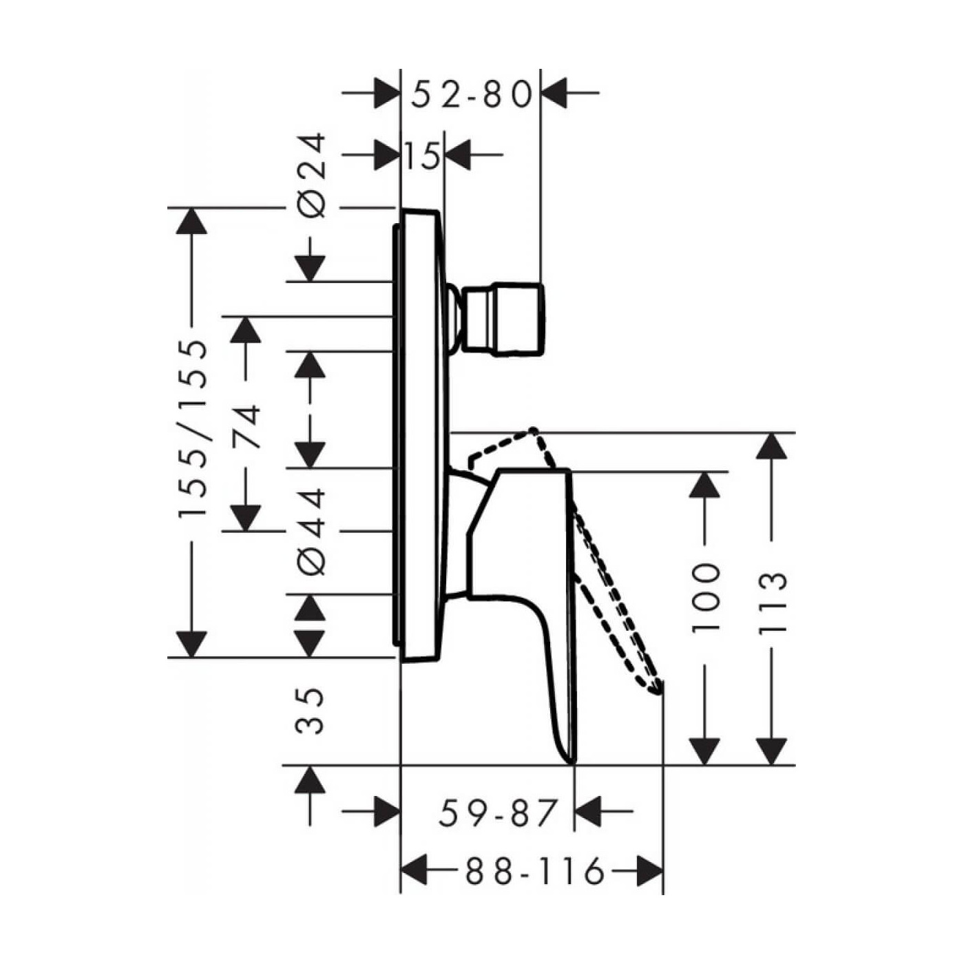 Element Zewnętrzny Baterii Wannowej Podtynkowej Talis E 71745000 Hansgrohe Element Zewnętrzny Baterii Wannowej Podtynkowej Talis E 71745000 Hansgrohe