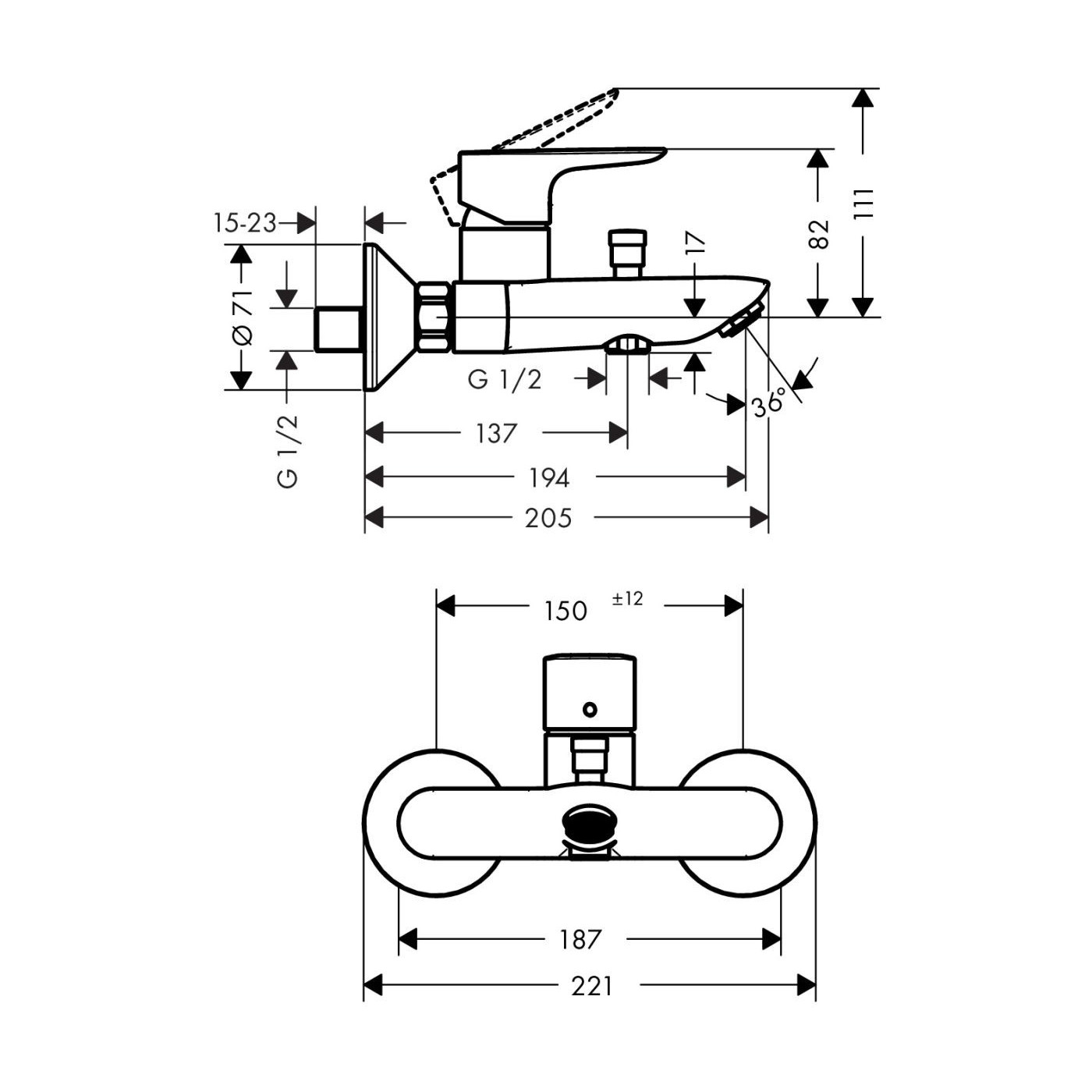 Bateria Wannowa Talis E Chrom 71740000 Hansgrohe Bateria Wannowa Talis E Chrom 71740000 Hansgrohe