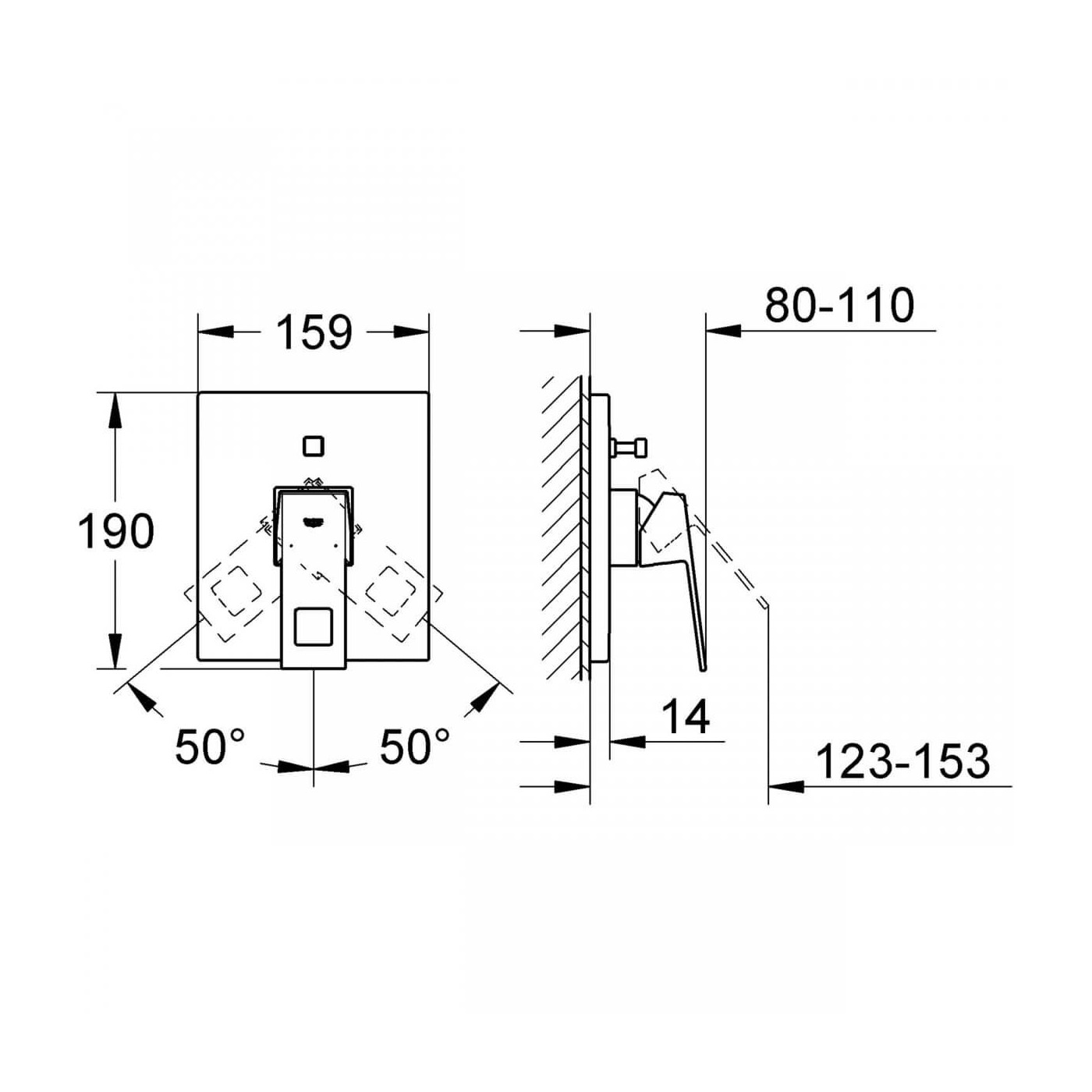 Jednouchwytowa Bateria Wannowa Eurocube 19896000 Grohe Jednouchwytowa Bateria Wannowa Eurocube 19896000 Grohe