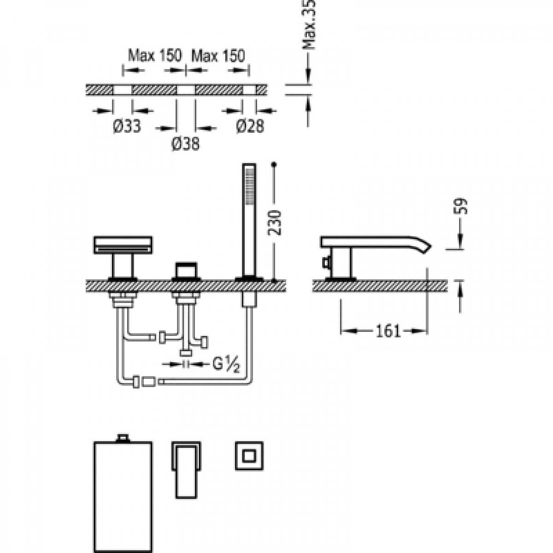 Bateria Nawannowa Cuadro Z Dźwignią 10616102 Tres Bateria Nawannowa Cuadro Z Dźwignią 10616102 Tres