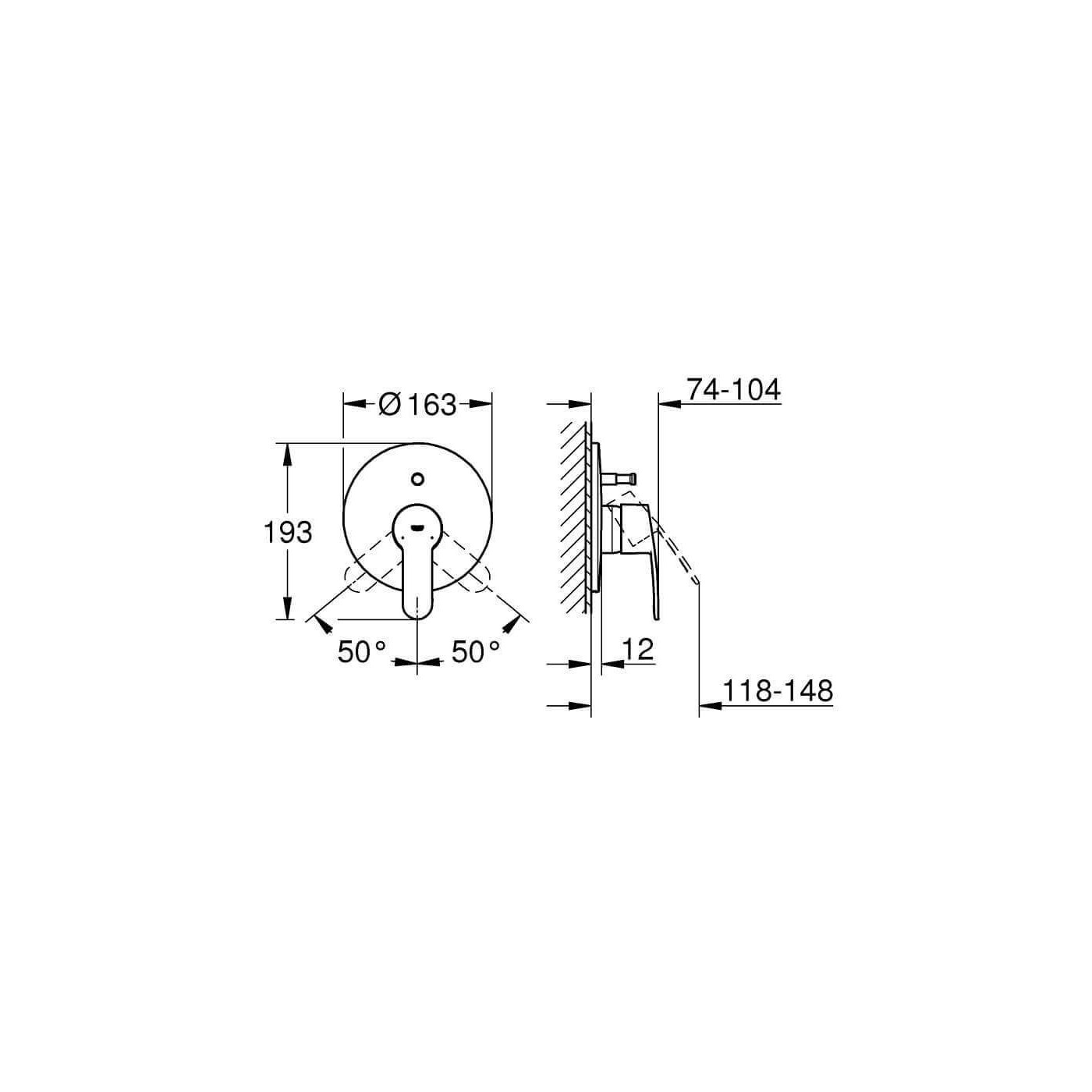 Jednouchwytowa Bateria Wannowa Eurostyle Cosmopolitan 19506002 Grohe Jednouchwytowa Bateria Wannowa Eurostyle Cosmopolitan 19506002 Grohe