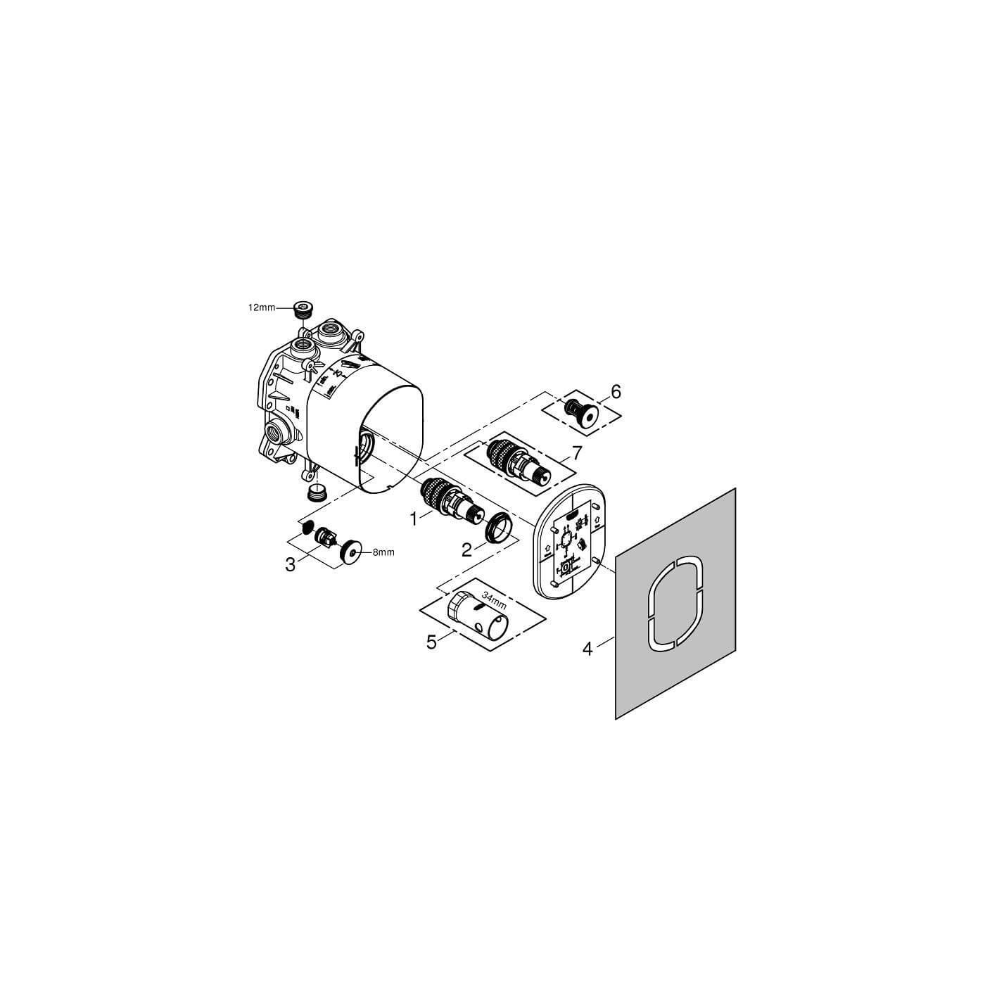 Uniwersalny Podtynkowy Element Termostatyczny Rapido 35500000 Grohe Uniwersalny Podtynkowy Element Termostatyczny Rapido 35500000 Grohe