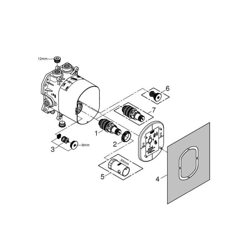 Uniwersalny Podtynkowy Element Termostatyczny Rapido 35500000 Grohe Uniwersalny Podtynkowy Element Termostatyczny Rapido 35500000 Grohe