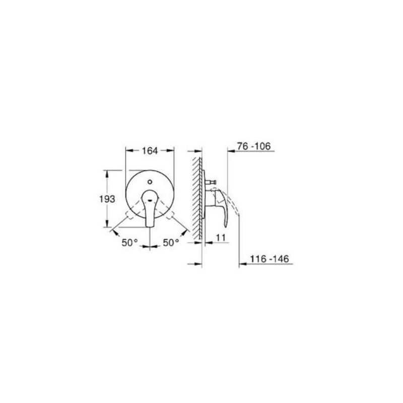 Bateria Wannowa Podtynkowa Eurosmart 19450002 Grohe Bateria Wannowa Podtynkowa Eurosmart 19450002 Grohe