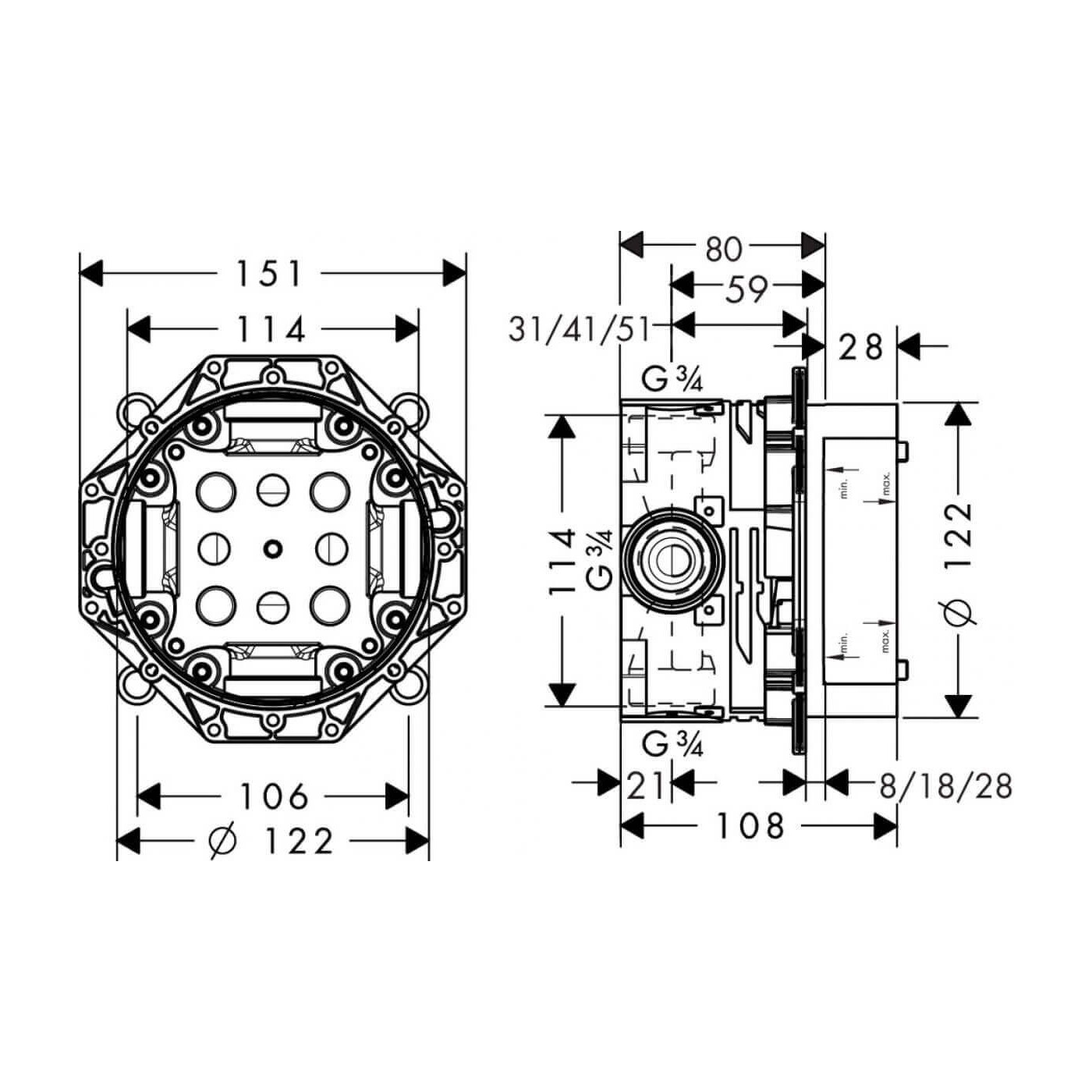 Element Podtynkowy iBox Universal 01800180 Hansgrohe Element Podtynkowy iBox Universal 01800180 Hansgrohe