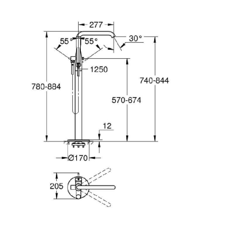Bateria Wannowa Essence Cool Sunrise 25248GL1 Grohe Bateria Wannowa Essence Cool Sunrise 25248GL1 Grohe