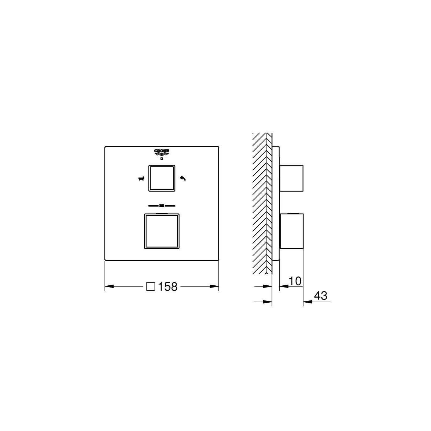Termostatyczna Bateria Wannowa Do Obsługi Dwóch Wyjść Wody Grohtherm Cube 24155000 Grohe Termostatyczna Bateria Wannowa Do Obsługi Dwóch Wyjść Wody Grohtherm Cube 24155000 Grohe