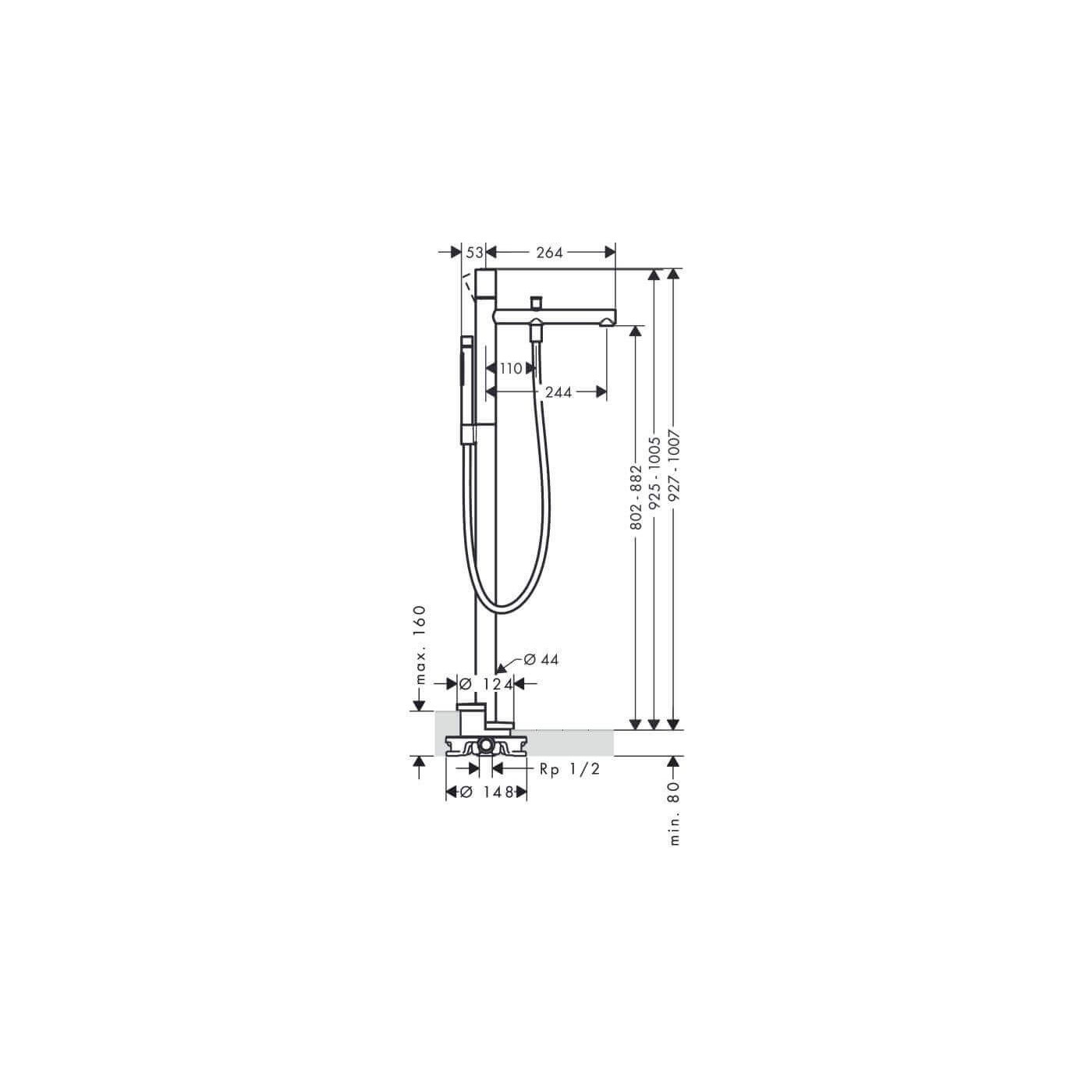 Bateria Wannowa Wolnostojąca Axor Uno 45416000 Hansgrohe Bateria Wannowa Wolnostojąca Axor Uno 45416000 Hansgrohe