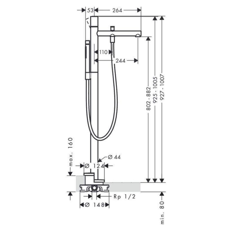 Bateria Wannowa Wolnostojąca Axor Uno 45416000 Hansgrohe Bateria Wannowa Wolnostojąca Axor Uno 45416000 Hansgrohe