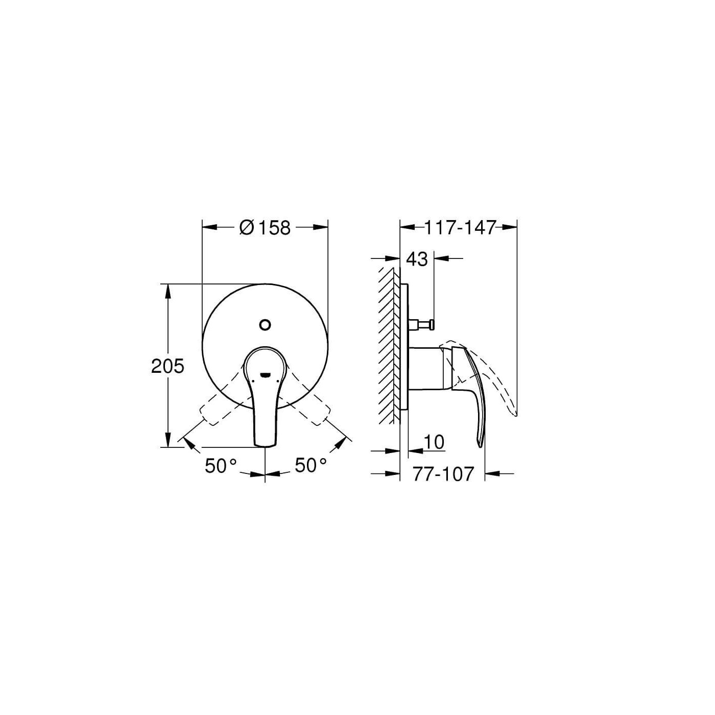Bateria do Obsługi Dwóch Wyjść Wody Eurosmart 24043002 Grohe Bateria do Obsługi Dwóch Wyjść Wody Eurosmart 24043002 Grohe