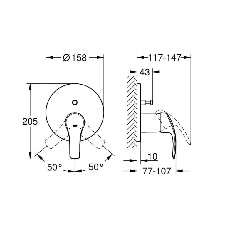 Bateria do Obsługi Dwóch Wyjść Wody Eurosmart 24043002 Grohe Bateria do Obsługi Dwóch Wyjść Wody Eurosmart 24043002 Grohe