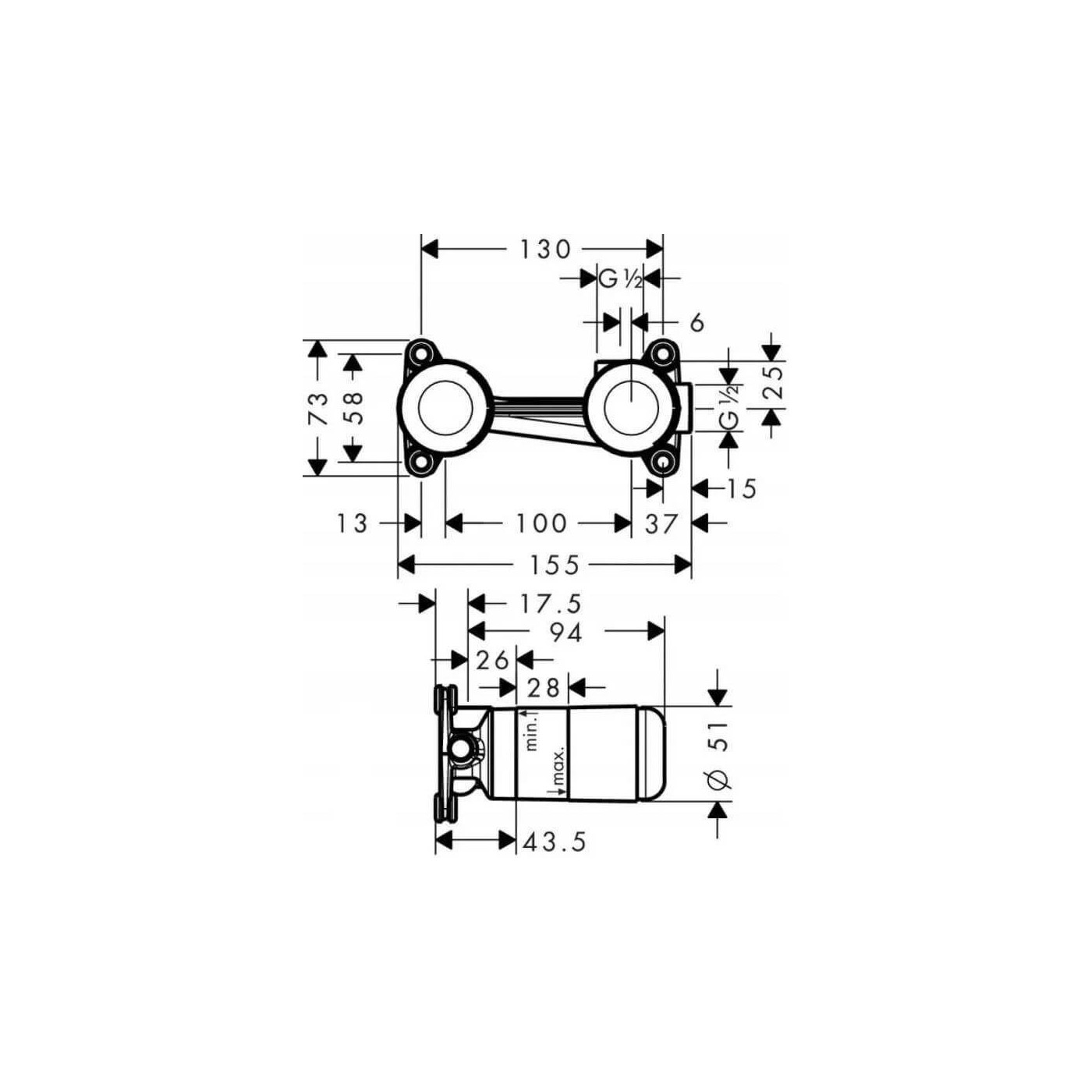 Element Podtynkowy Do Jednouchwytowej Baterii Umywalkowej 13623180 Hansgrohe Element Podtynkowy Do Jednouchwytowej Baterii Umywalkowej 13623180 Hansgrohe