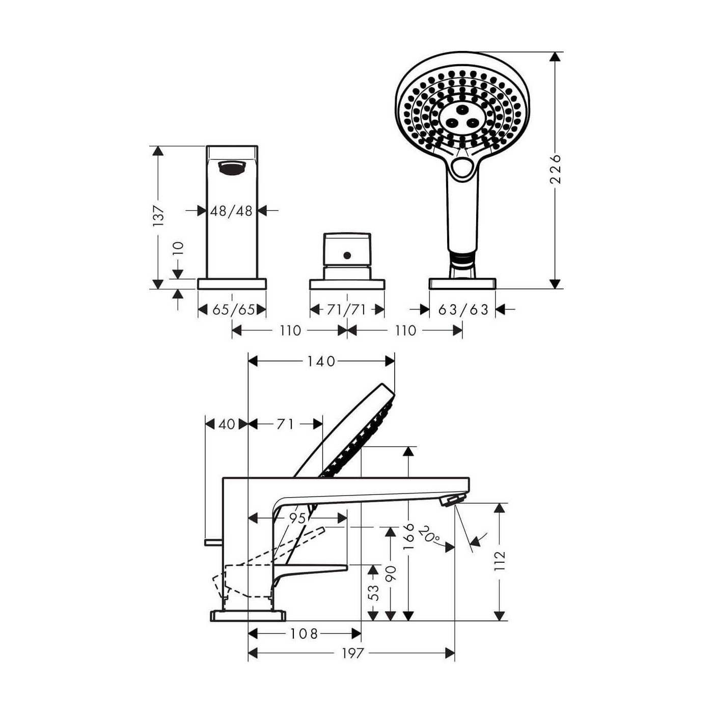 Bateria Wannowa Metropol 32551000 Hansgrohe Bateria Wannowa Metropol 32551000 Hansgrohe