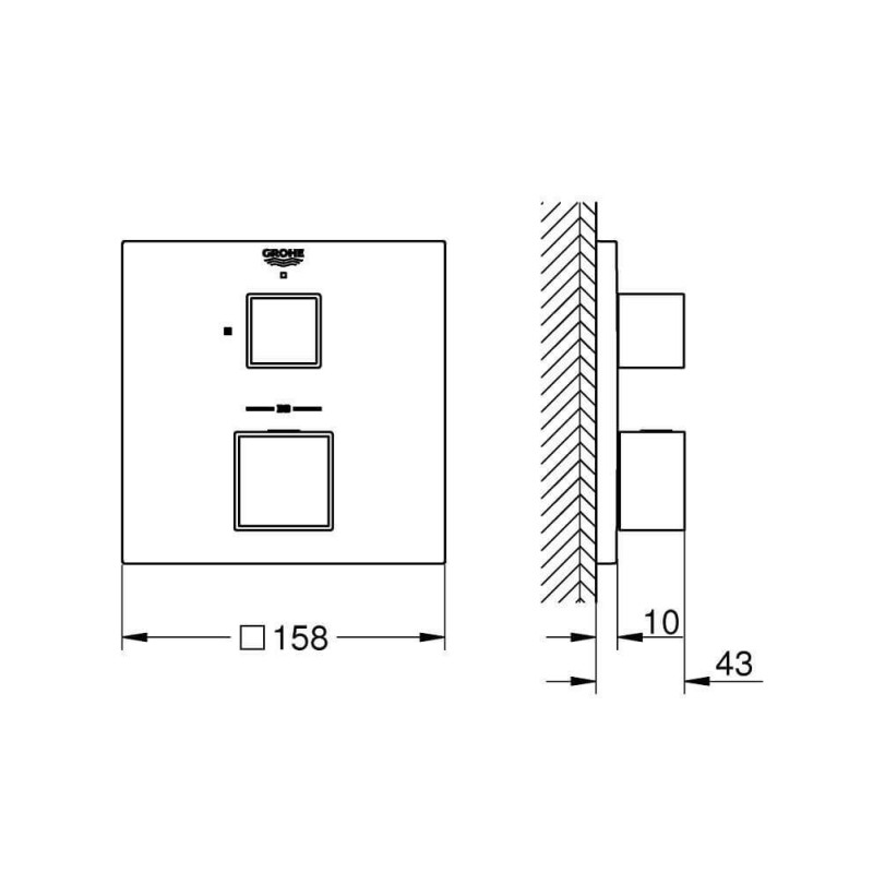 Bateria Termostatyczna Do Obsługi Jednego Wyjścia Wody Grohtherm Cube Brushed Hard Graphite 24153AL0 Grohe Bateria Termostatyczna Do Obsługi Jednego Wyjścia Wody Grohtherm Cube Brushed Hard Graphite 24153AL0 Grohe