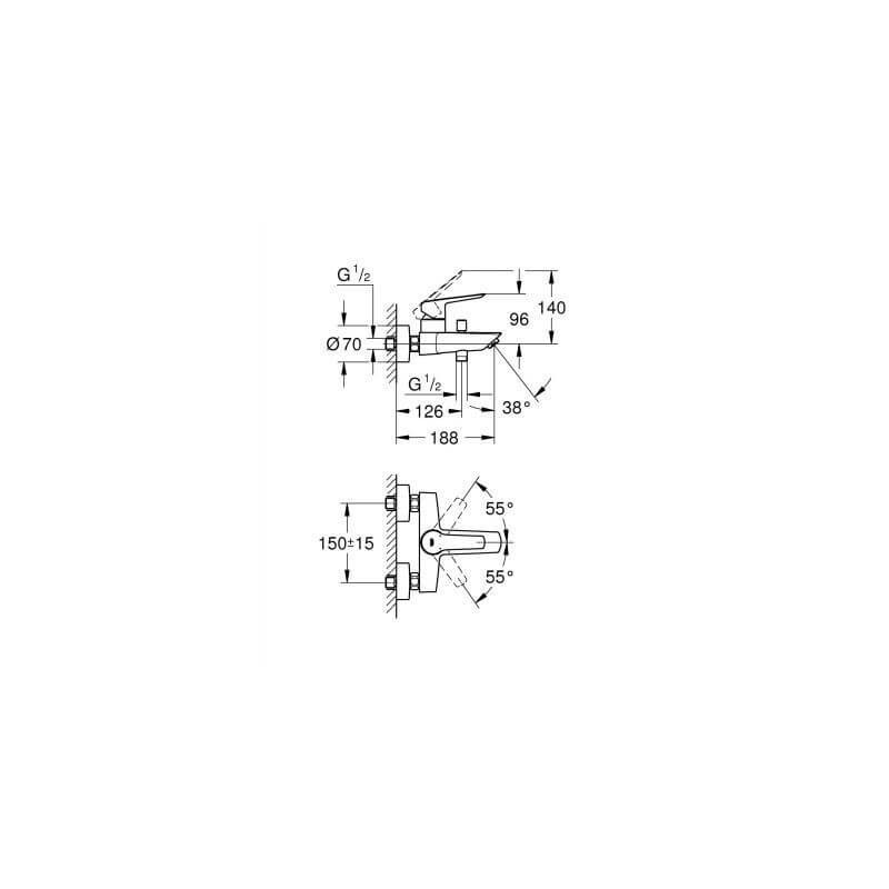 Jednouchwytowa Bateria Wannowa Start FastFixation 24206002 Grohe Jednouchwytowa Bateria Wannowa Start FastFixation 24206002 Grohe