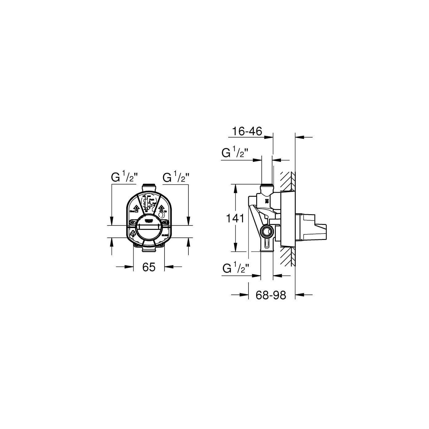 Element Podtynkowy Do Baterii Wannowej/Prysznicowej 33961000 Grohe Element Podtynkowy Do Baterii Wannowej/Prysznicowej 33961000 Grohe