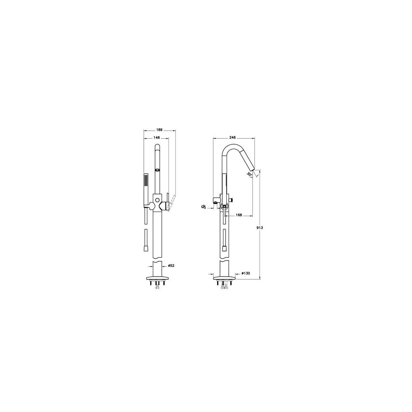 Bateria Wannowa Wolnostojąca Origin A42681 Vitra Bateria Wannowa Wolnostojąca Origin A42681 Vitra