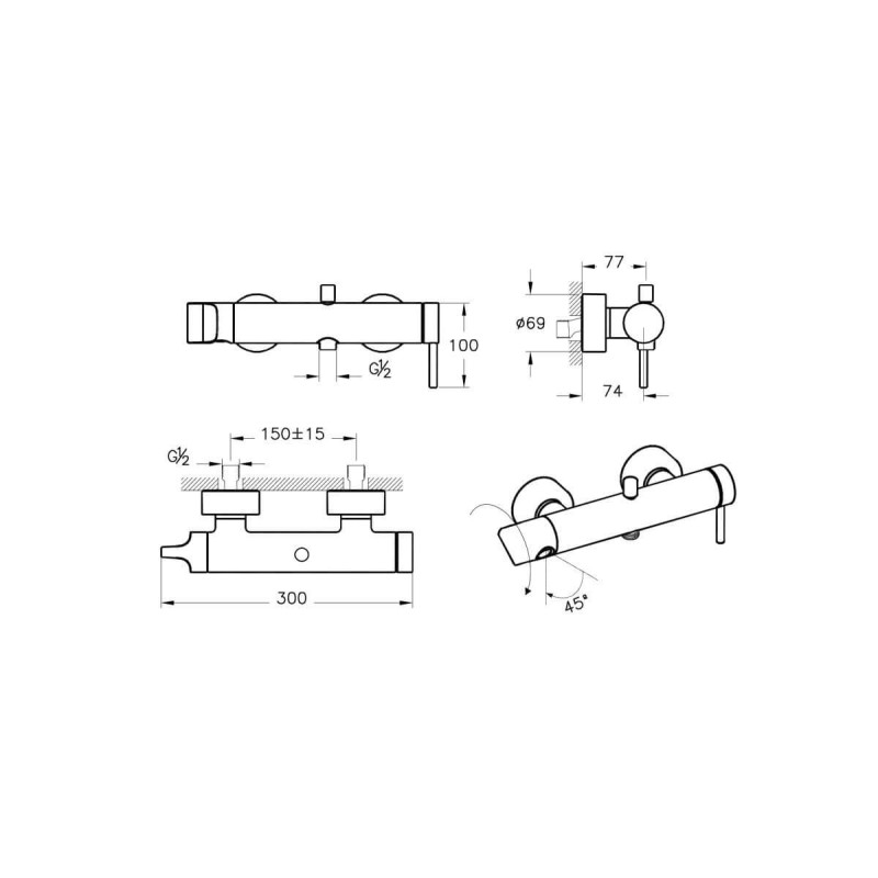 Bateria Wannowo-Prysznicowa Origin Copper A4261926 Vitra Bateria Wannowo-Prysznicowa Origin Copper A4261926 Vitra