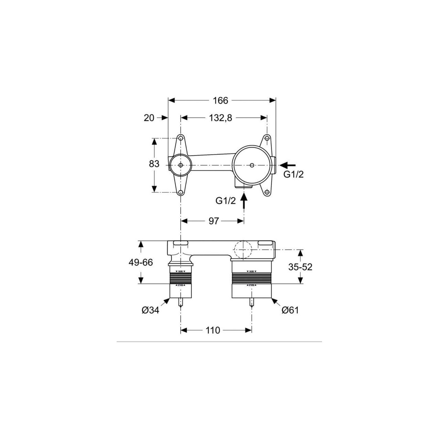 Element Podtynkowy Kit1 Poziomy A5948NU Ideal Standard Element Podtynkowy Kit1 Poziomy A5948NU Ideal Standard