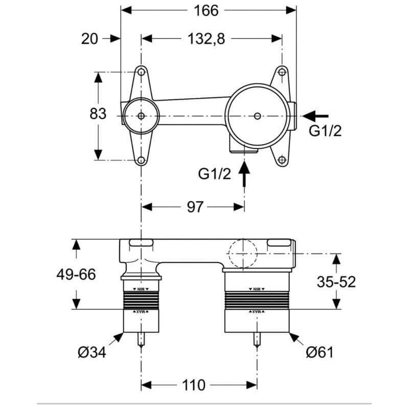 Element Podtynkowy Kit1 Poziomy A5948NU Ideal Standard Element Podtynkowy Kit1 Poziomy A5948NU Ideal Standard