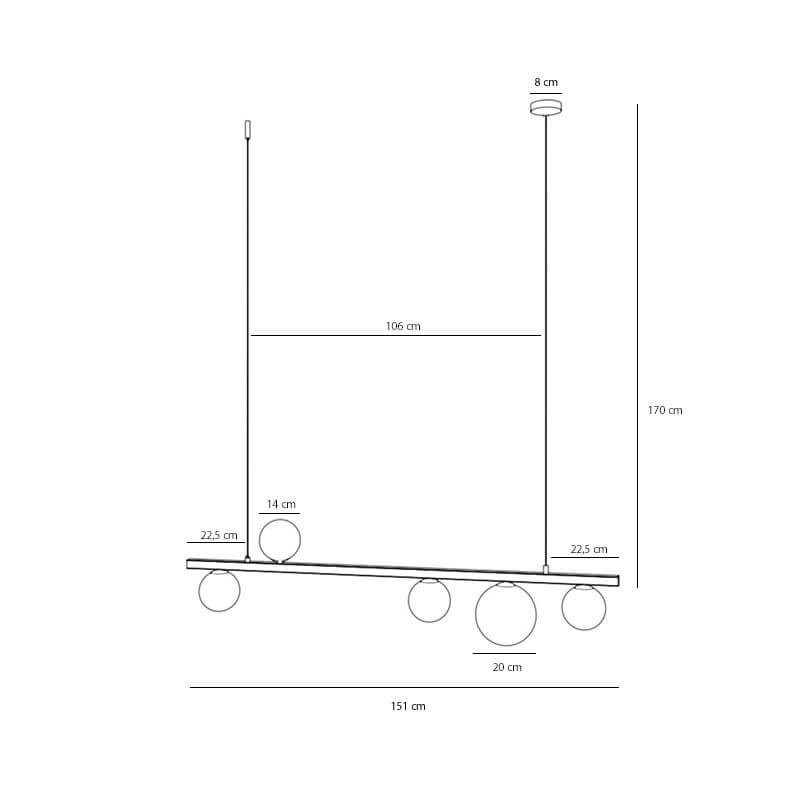 Lampa Wisząca Garda 5 Black 1099F1 Aldex Lampa Wisząca Garda 5 Black 1099F1 Aldex