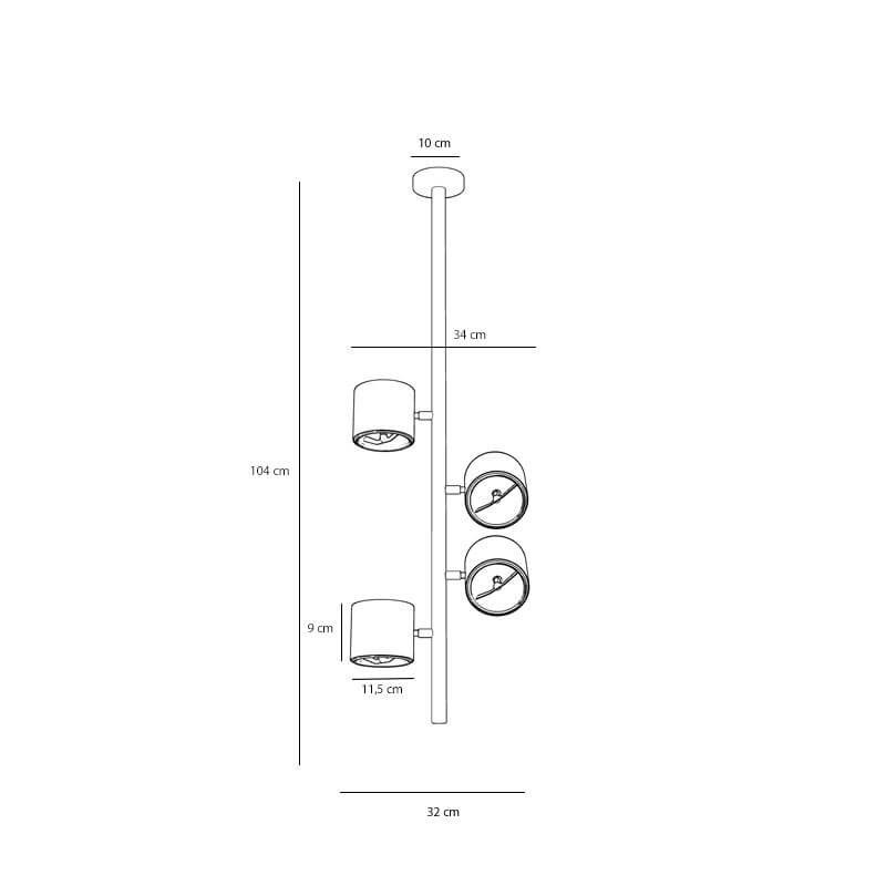 Lampa Sufitowa Plafon Bot 4 White Pionowy 1046PL_L2 Aldex Lampa Sufitowa Plafon Bot 4 White Pionowy 1046PL_L2 Aldex