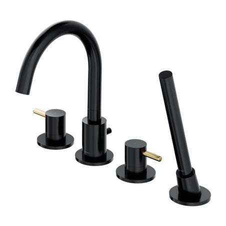 Bateria Wannowa 4-Otworowa Y Czarny/Złoto Y1232BLGL Omnires