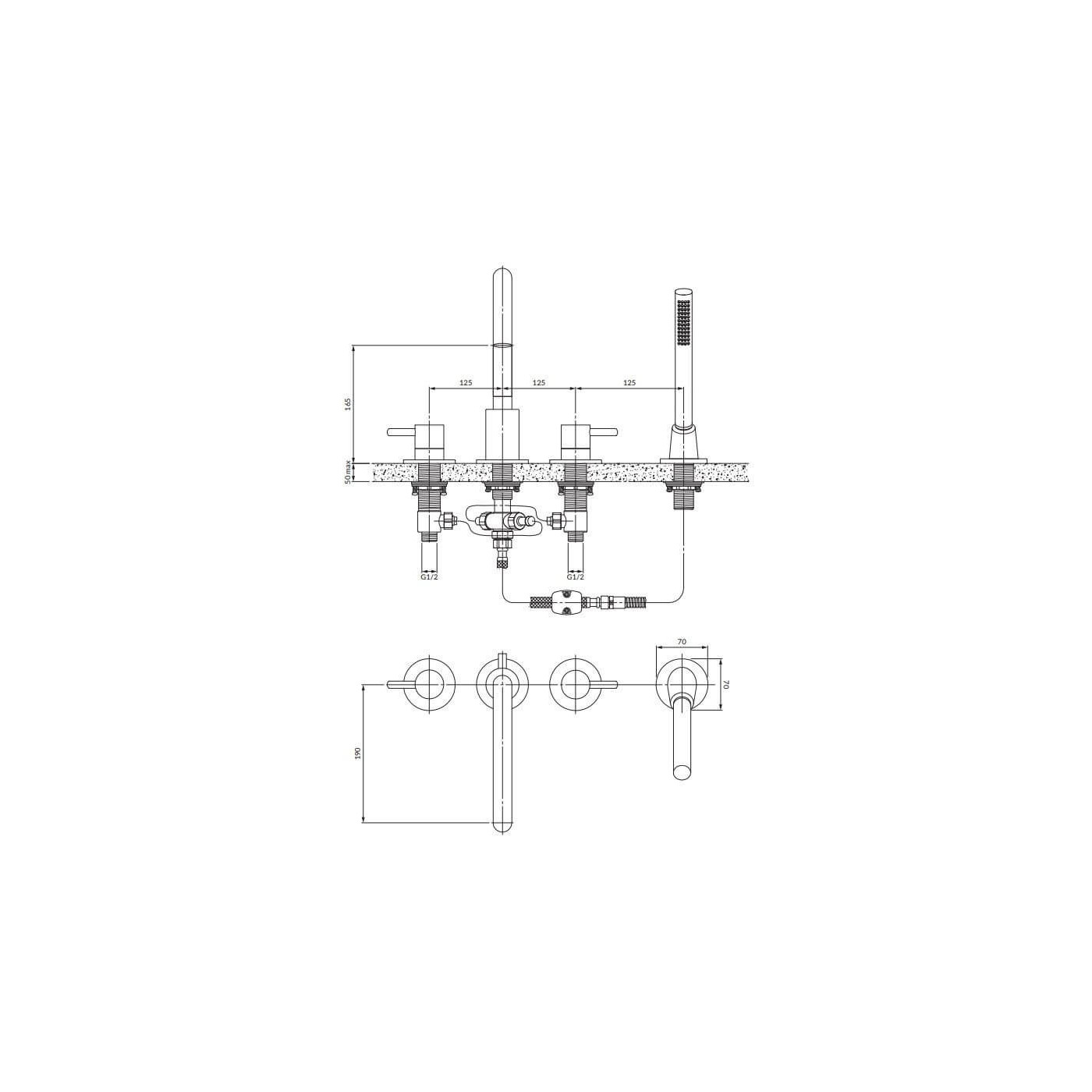 Bateria Wannowa 4-Otworowa Y Nikiel Y1232NI Omnires Bateria Wannowa 4-Otworowa Y Nikiel Y1232NI Omnires