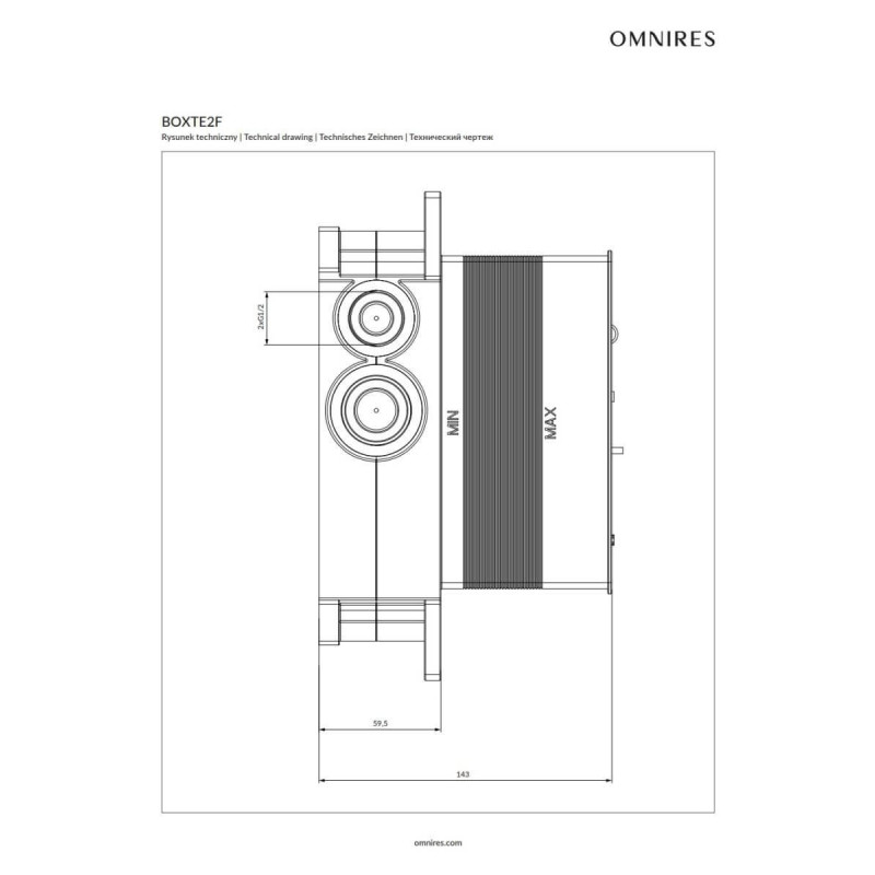 Element Podtynkowy Termostatycznej Baterii 2-Wyjściowej BOXTE2F Omnires Element Podtynkowy Termostatycznej Baterii 2-Wyjściowej BOXTE2F Omnires