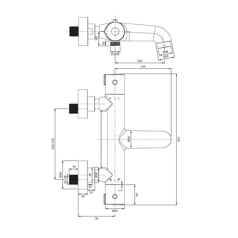 Termostatyczna Bateria Wannowa Natynkowa Y Chrom Y1236/NCR Omnires Termostatyczna Bateria Wannowa Natynkowa Y Chrom Y1236/NCR Omnires