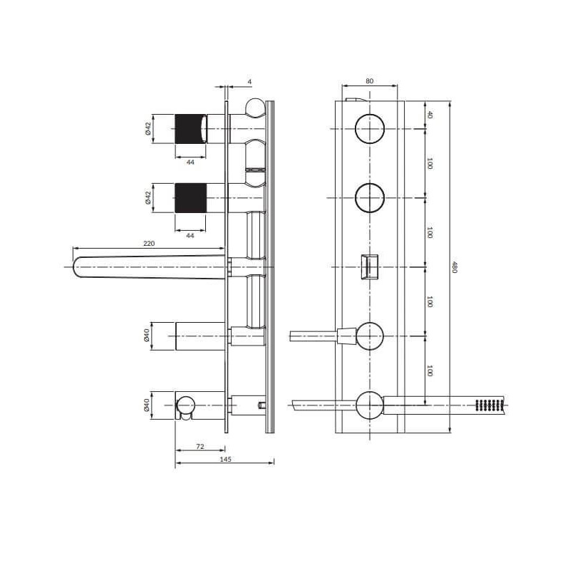 Bateria Wannowa Podtynkowa Contour Chrom CT8037/1CR Omnires Bateria Wannowa Podtynkowa Contour Chrom CT8037/1CR Omnires